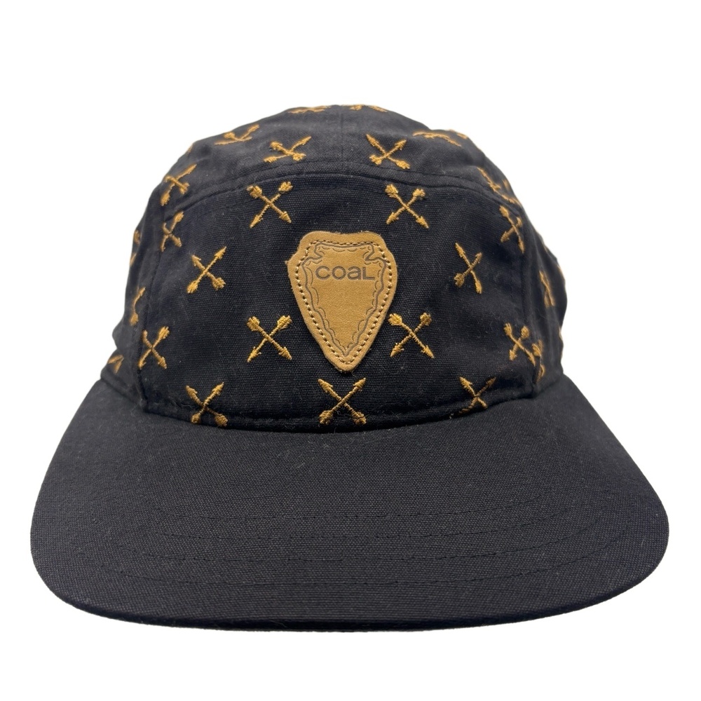 Coal Headwear Arrowhead 5 Panel Cap Black Gold Embroidered Crossed Arrows